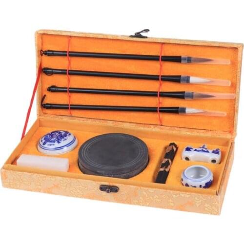 Chinese Four Treasures Of The Study Set Excellent Writing Brush Ink Stick Paper Inkstone Kit Writing Accessories Calligraphy