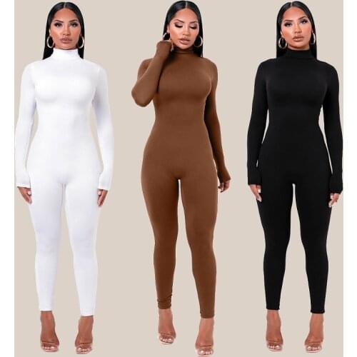 2021 Solid Thin Villi Jumpsuit Women Bodycon Romper Sexy Push Up Jumpsuits Long Sleeve Bodysuit Fitness Jogging Femme