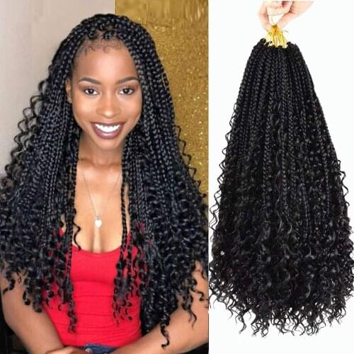 Crochet Box Braids 20 inch Box Braid Crochet Hair Extension 3X Crochet Braids with Curly Ends 16 Strands/Pack