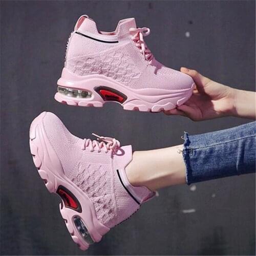 Spring Women Chunky Mesh Breathable lace-up Casual Vulcanize Shoes Old Dad female fashion Platform Internal increase Sneakers
