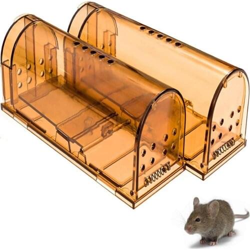 2Pcs Mouse Trap Nontoxic Rat Trap Cage Catch Mice Control Catch Hamster Mouse Killer Transparent Reusable Rodent Trap