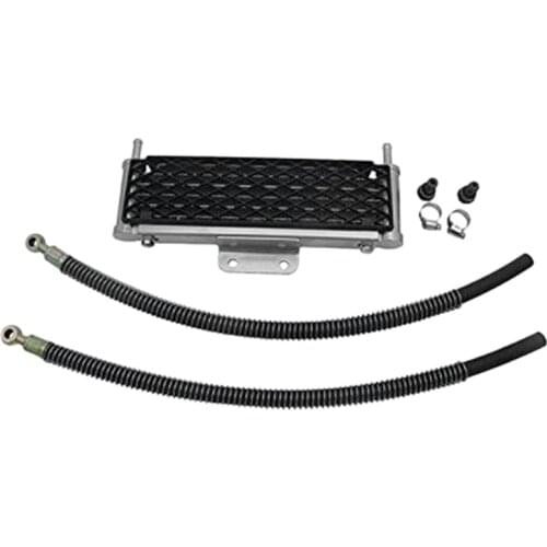 Motorcycle Oil Cooler 4 Rows Mesh Big Size with 10Mm Tubling for 50Cc-160Cc Modify Oil-Cooled Engines Pit Dirt Bike