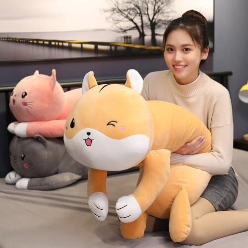 80-130cm Cartoon Cute Hamster Cats Plush Toys Stuffed Lovely Animals Doll Soft Long Sleeping Pillow for Children Kids Girls Gift