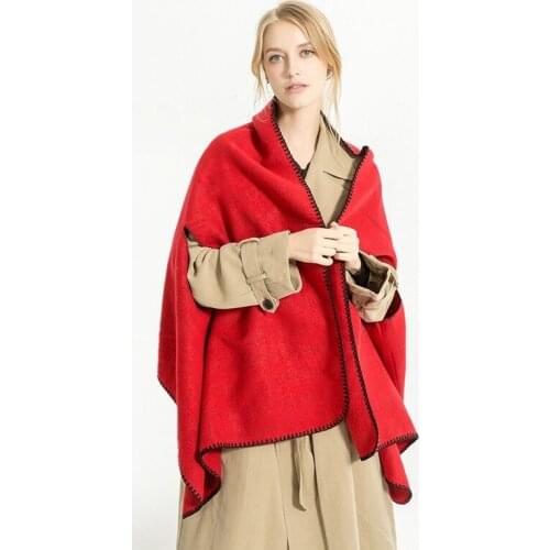 Mingjiebihuo New autumn and winter fashion solid color digging warm shawl women girls Thin