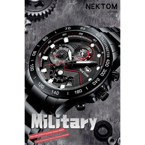 NEKTOM 2021 New Top Luxury Brand Sport Quartz Men Watches Chronograph Waterproof Fashion Business Male Date Wristwatch