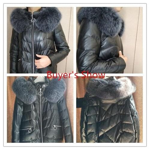 Genuine Leather Jacket Winter Jacket Women Fox Fur Collar Down Jackets for Women Real Sheepskin Coat Chaqueta Mujer MY
