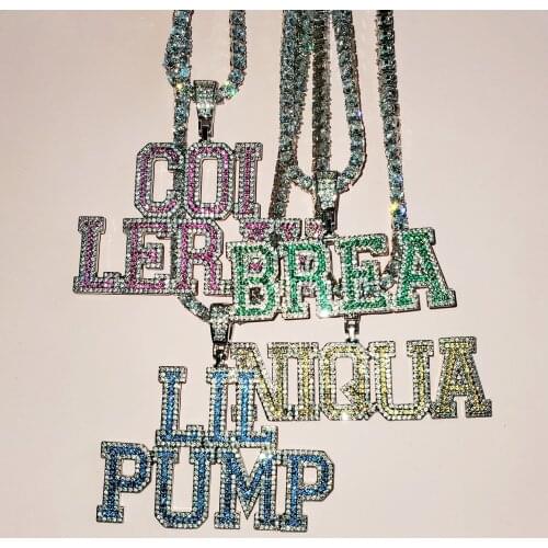 Custom Name Necklace Personalised Custom Letters Necklaces with Tennis Chain 4 Colors Available Hip Hop Necklace DROP SHIPPING