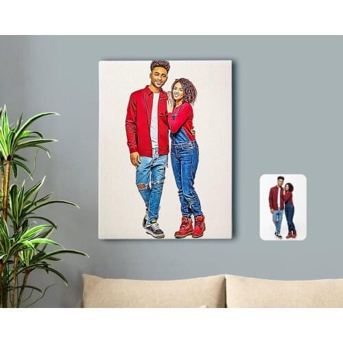 Personalized Full Size Valentine 'S Caricature Of Canvas table 50x70cm-1