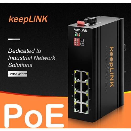 PoE 8 Port Industrial Ethernet Network Switch for Industrial Automation Electrical Cabinet Outdoor Unmanaged IP40
