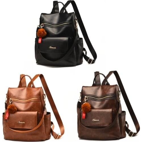 Women Backpack Anti-theft PU Leather Large Capacity Rucksack Travel Shoulder Bag 20CA
