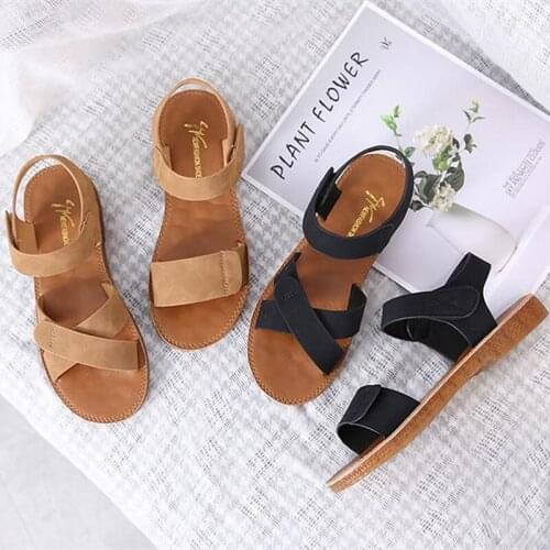 Summer Women Shoes and Sandals Tendon Sole Flat Sandals Roman Shoes Beach Shoes Casual PU Soft Sole Sandals Women Free Shipping