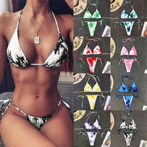 Sexy Triangle Push Up Bikini Set Tied String Brazilian Bikinis Women Bandage Swimwear Biquini Beach Wear Swimming Bathing Suit