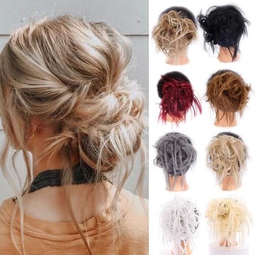 LUPU Scrunchie Messy Bun Chignon Straight Hair Pieces Synthetic High Temperture Fiber Hair Extensions For Women