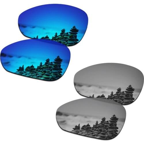 SmartVLT 2 Pairs Polarized Sunglasses Replacement Lenses for Oakley Crosshair 1.0 (2005) Ice Blue and Silver Titanium