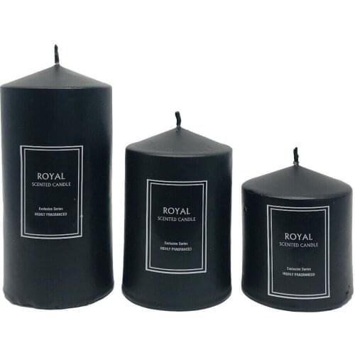 Super Set Black Cylinder Candle with Powder Scented 6 Diameter Sizes Accessory Decoration Holder Wick Stylish Design Candles