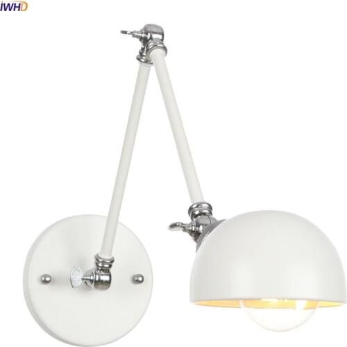 IWHD White Swing Long Arm Wall Light Fixtures Adjustable 4W Edison 110V-220V Industrial Decor Vintage Wall Lamp Sconce Luminaria