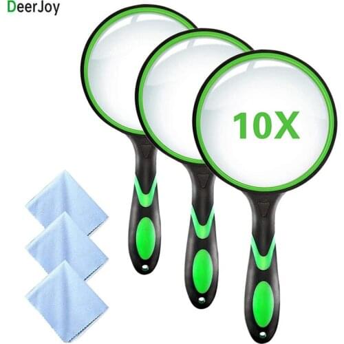 Handheld Large Magnifying Glass 10X Reading Magnifier for Seniors & Kids 75MM Magnifying Lens for Book Newspapers Reading