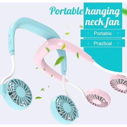 USB Portable Neck Fan Hands-free Rechargeable Battery Small Portable Sports Fan 2200mA Desk Hand Air Summer Conditioner Cooler