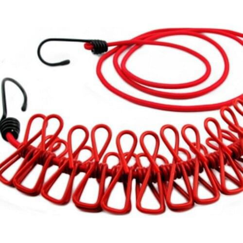 Portable Outdoor Clothesline Easy to Take Hanging Rope Windbreak Non-slip Clotheslin With 12 Clothespins Clothes Dryer