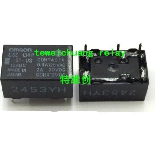 10PCS/lot Power relay G6E-134P-ST-US-5VDC G6E-134P-ST-US-12VDC G6E-134P-ST-US-24VDC 3A 5PINs Open and close
