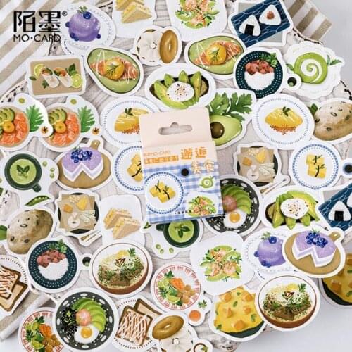45pcs/box Food Cute Stickers Kawaii Diary Handmade Adhesive Paper Flake Bullet Journal Scrapbooking Stationery Travel Stickers