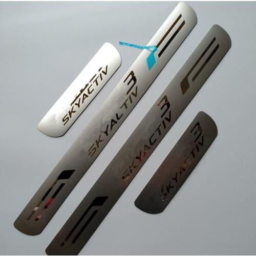 For Mazda 3 Car Accessories Door Sill Trim Strip Stainless Steel Pedal Cover Protector Styling Auto Stickers 2014 2015 2017 2016