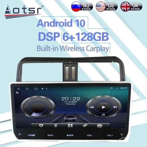 6+128GB For Toyota Prado 12.3 Inch Android 10 Car Radio Wireless Carplay Car Stereo GPS Navigation WIFI Multimedia Player