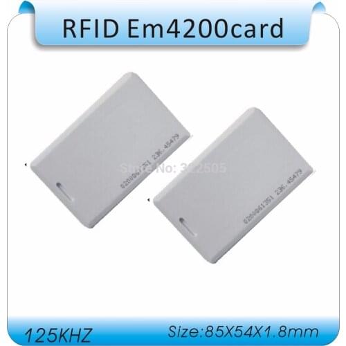 Free shipping 100pcs 125KHZ EM4200 access controller ID cards longer read distance (50-100cm) RIFD Thick card