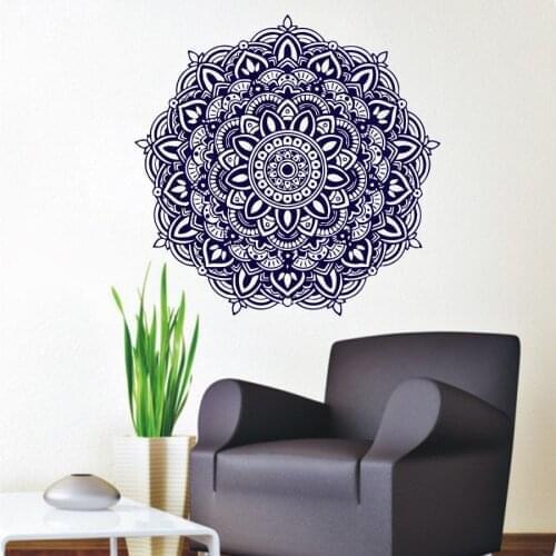 Free Shipping Wall Stickers Mandala Meditation Yoga Wall Decals Buddha Om Symbol Removable Home Living Room Art DecorationY-344