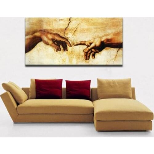 Large Canvas Prints (Creation of Adam) by Michelangelo famous oil painting HD giclee prints for living room