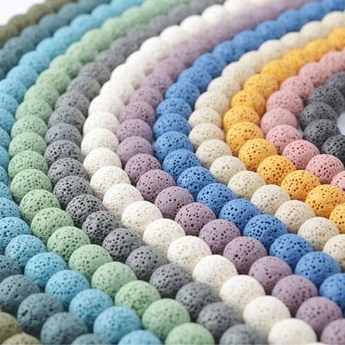 6/8mm Volcanic Lava Natural Stone Bead Colorful Rock Lava Beads loose Space Bead For Jewelry Making DIY Bracelet Necklace