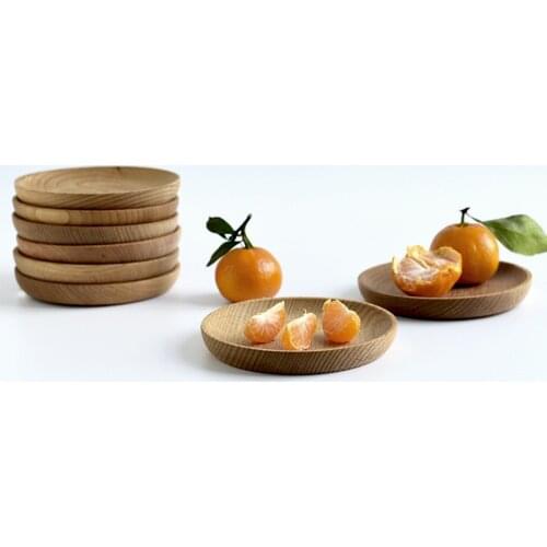 Japanese-style wooden tableware birch disc mini solid wood small disc tray snack plate round wooden dish