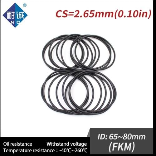 1PC/lot fluoro rubber Ring Black FKM Oring Seals Thickness 2.65mm ID 65/67/69/71/73/75/77.5/80mm O ring Washer