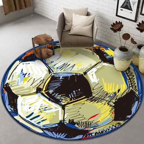 Cartoon Living Room Carpet Non-slip Chair Mat Round Football Bedroom Rug For Children Room Bathroom Doormat Play Gaming Area Rug