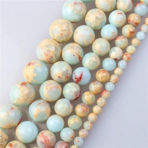 Blue Imperial Jasper Stone and Resin Mixed Round 4 6 8 10 12mm Beads For DIY Necklace Bracelet Earrings Jewelry Craft Making