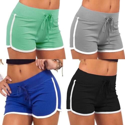 2021 Summer Casual Womens Shorts Hit Color Bandage Sports Pants Side Slits Elastic Waist Loose Casual Shorts Yoga Shorts