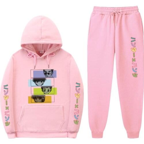 Hot Japanese Anime Hunter X Hunter Hoodies and Pants Men Kawaii Hip Hop Cartoon Hisoka Morow Graphic Streetwear 2 Piece Sets