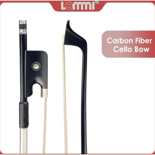 LOMMI 4/4 Size Cello Bow Carbon Fiber Bow Cello Full Size Bow Real Horsehair Ebony Frog Perfect Performance Fast Response Bow