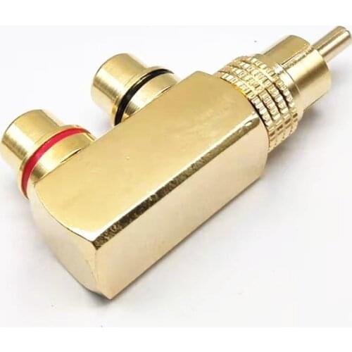 Pistol Fine Copper Plated Lotus RCA Is Divided Into Two Audio and Video T-shaped RCA, One Male and Two Female AV Adapters