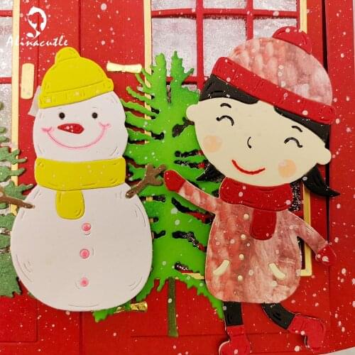 Die Cut Metal Cutting die Winter Christmas Gril Snowman Scrapbooking Paper Craft Handmade Card Punch Art Cutter Alinacutle