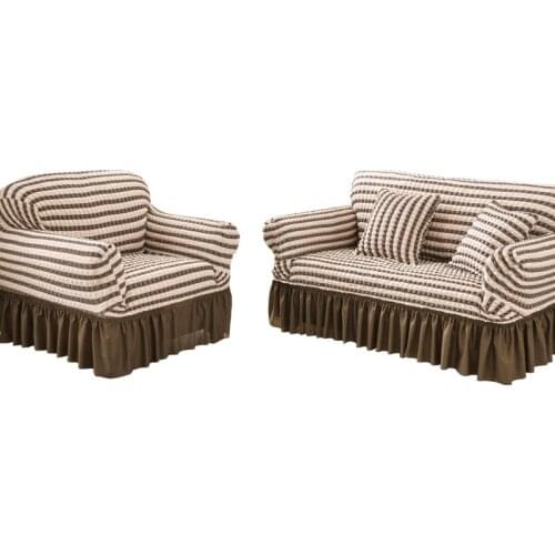 Cross-Border Special E-Commerce Hot Elastic Seersucker Sofa Cover Lace European and American Solid Color Sofa Slipcover