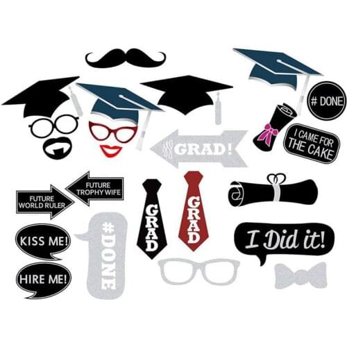 24pcs Funny Paper Cap Hat Gown Gift Lip Party Decoration Photography Supplies Graduation Photo Booth Prop