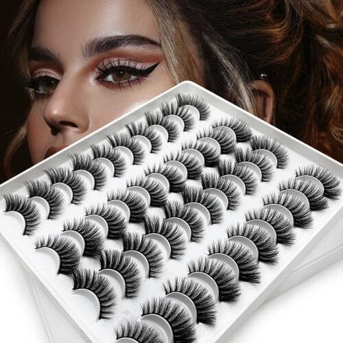 3D Mink Lashes Pack 5/10/20 Pairs Messy Fluffy Long Faux Cils Packaging wholesale in bulk,Mix Dramatic Natrual Mink Eyelashes