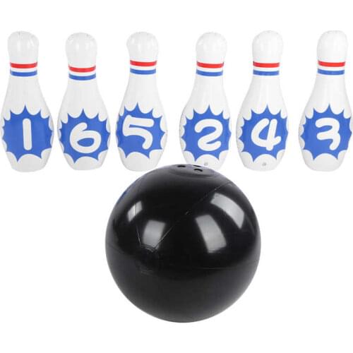 Indoor/Outdoor Games Inflatable Bowling Set 6pcs Bowling Pins + 1 pcs Bowling Ball Kids Adults Educational Toys Bowling Training