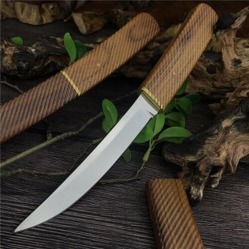 Katana JANPANESS SAMURAI SWORD Outdoor Fixed Blade Knives Shadow Wood Handle Tactical Lightweight Tanto Self Defense EDC Tool