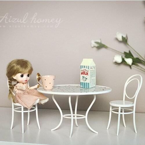 Aizulhomey Retro Garden Table And Chair For Dolls Dollhouse Furniture 1/12 BJD Blyth LOL OB11 Accessories Baby Kitchen Toys Gift
