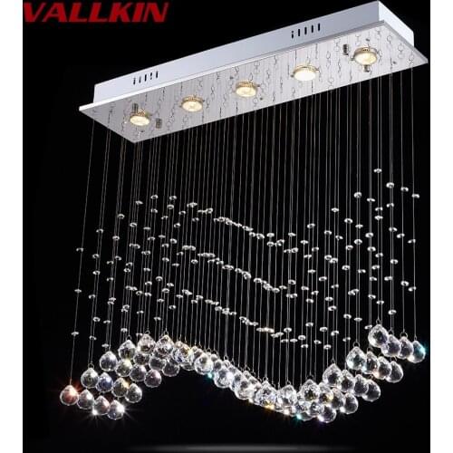 Luxury LED Crystal Chandeliers Lamp Modern Creative Rectangular Pendant Hanging Lamps Indoor Dinning Room Bedroom Sitting room