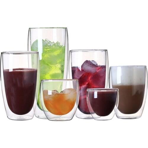 1 Double Wall Glass Cup Pcs Heat-resistant Beer Coffee Cup Set Handmade Creative Beer Mug Tea Mugs Transparent Drinkware