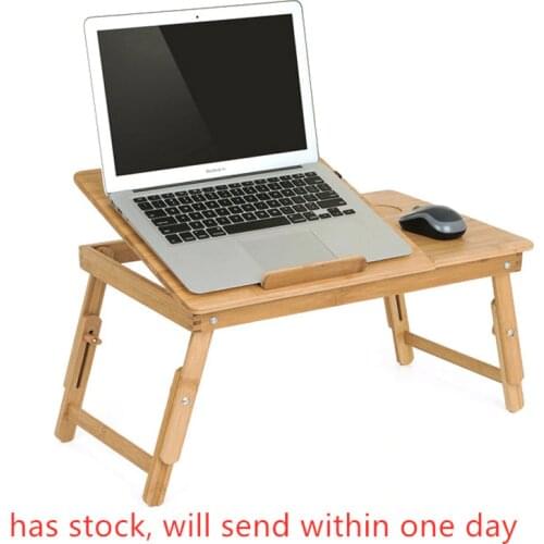 Portable Folding Bamboo Laptop Table Sofa Bed Office Desk with Fan Bed Table for Computer Books Laptop Stand Draft
