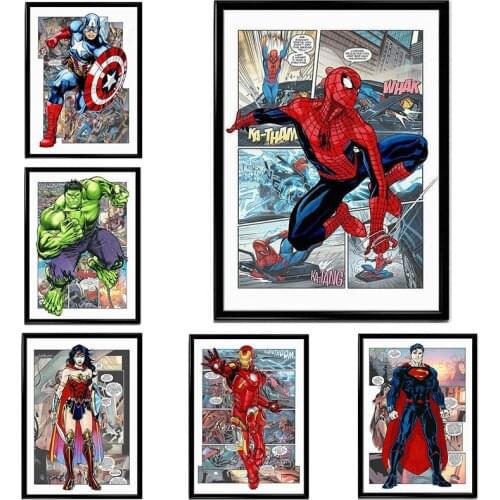 Superhero Comic Canvas Painting Marvel The Avengers Posters and Prints Wall Art Picture KidS Bedroom Living Room Decor Mural